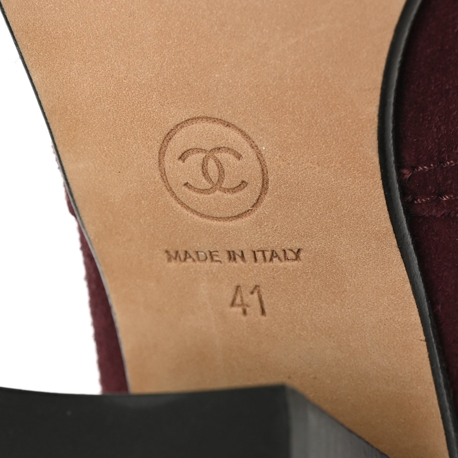 Chanel Suede Calfskin Pearl Cap Toe Short Boots 41 Burgundy 7 of 8
