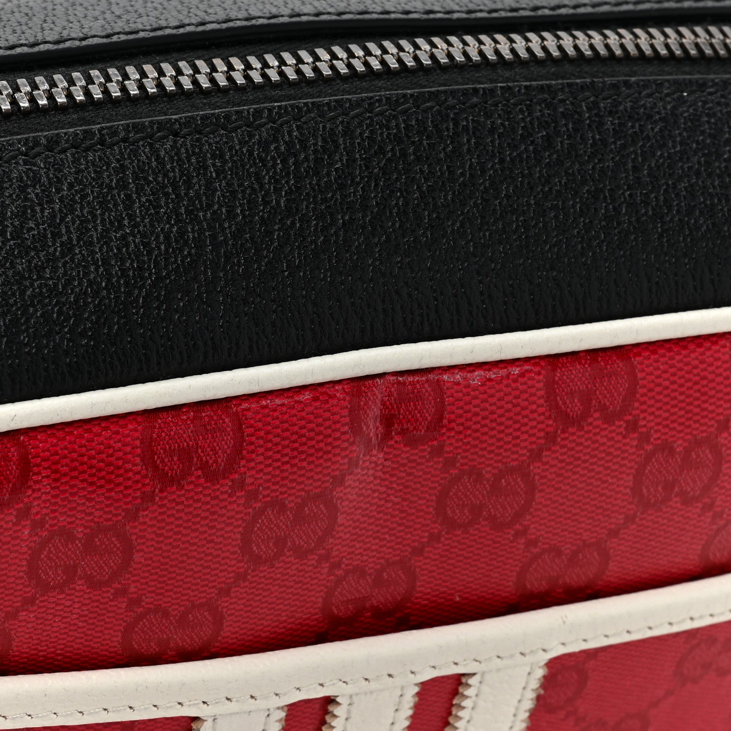 Gucci X ADIDAS Crystal Vintage Monogram Textured Dollar Calfskin Web Trefoil Logo Small Messenger Bag Hibiscus Red Off White Black 12 of 12
