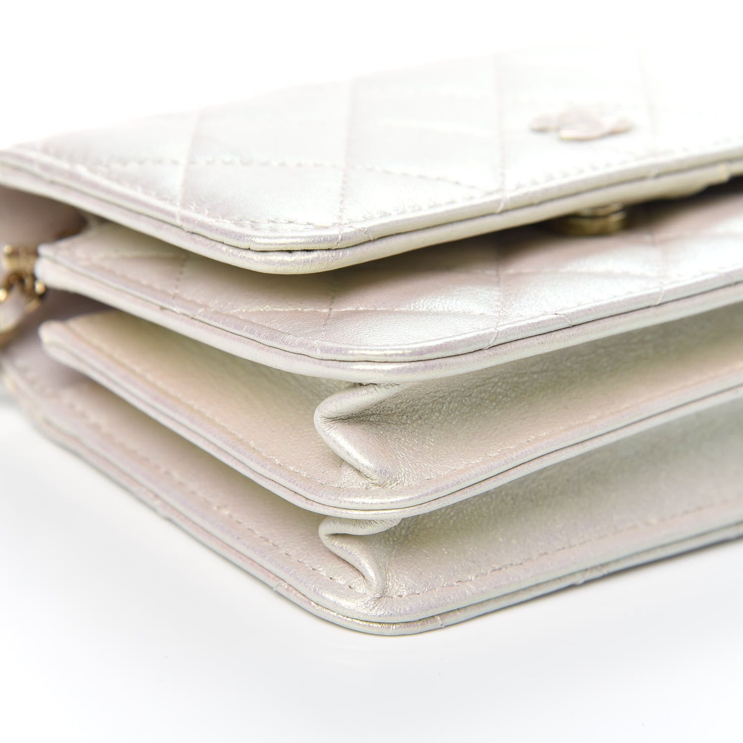 Chanel Iridescent Lambskin Quilted Mini Wallet On Chain WOC Ivory 8 of 11