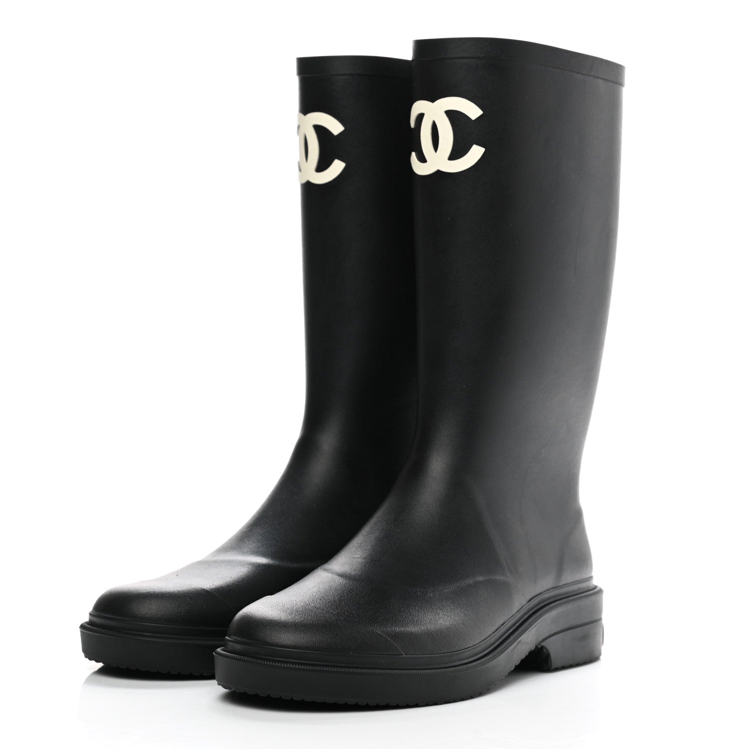 Chanel Caoutchouk CC High Boots 38 Black 3 of 8