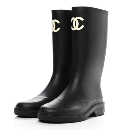 Chanel Caoutchouk CC High Boots 38 Black 3 of 8