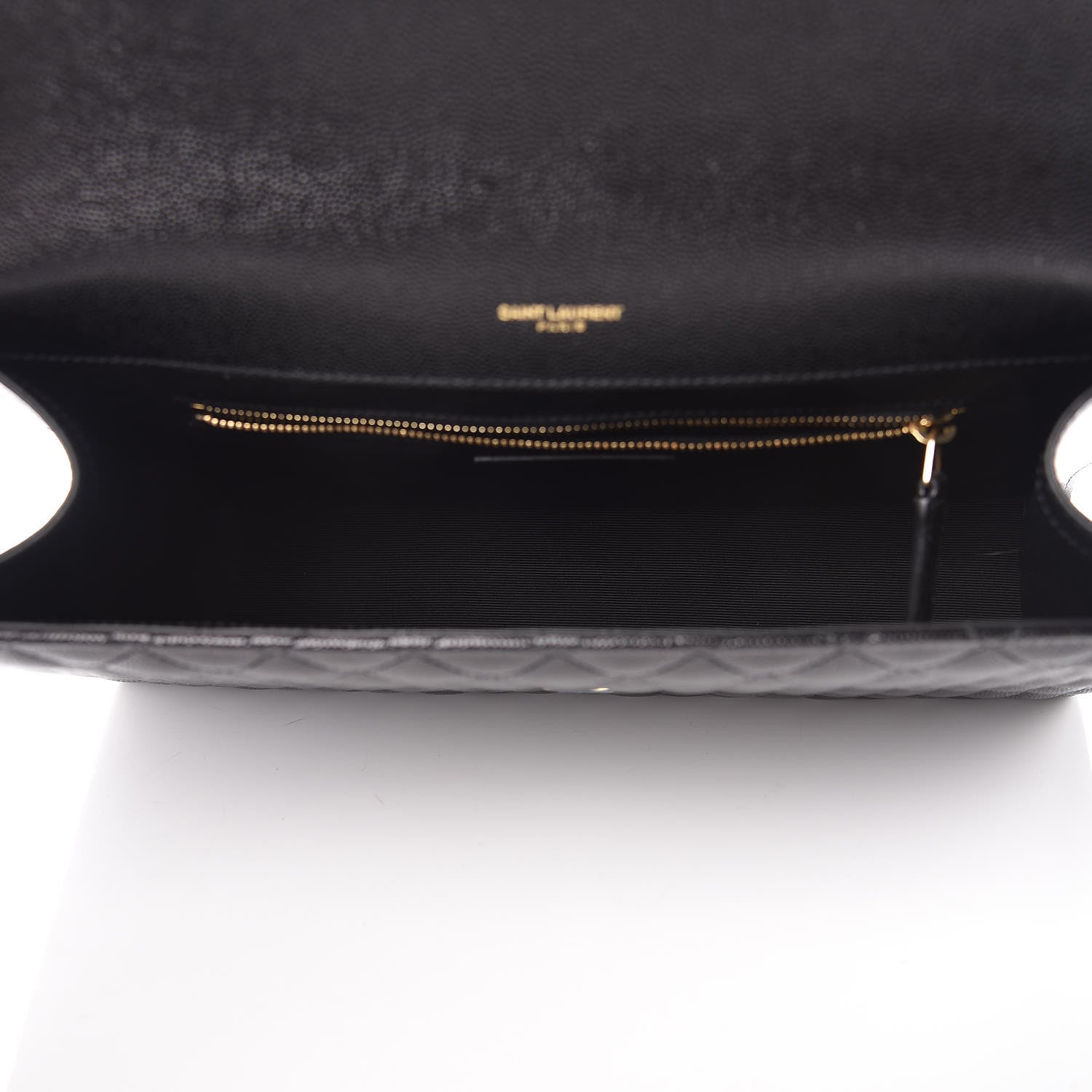 Saint Laurent Grain De Poudre Textured Mixed Matelasse Large Triquilt Monogram Satchel Black 4 of 9