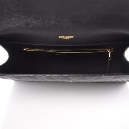 Saint Laurent Grain De Poudre Textured Mixed Matelasse Large Triquilt Monogram Satchel Black 4 of 9