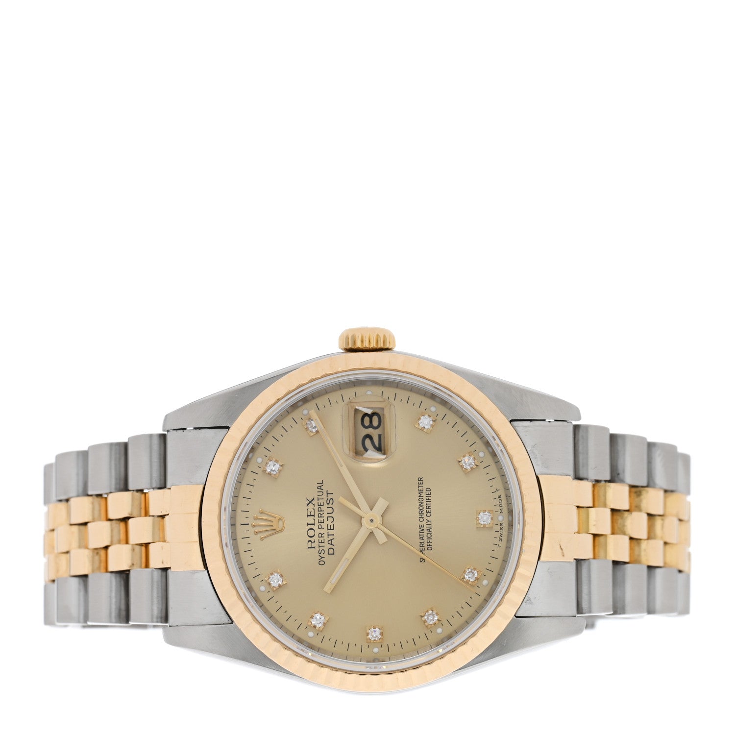 Rolex Stainless Steel 18K Yellow Gold Diamond 36mm Oyster Perpetual Datejust Watch Champagne 16233 2 of 4