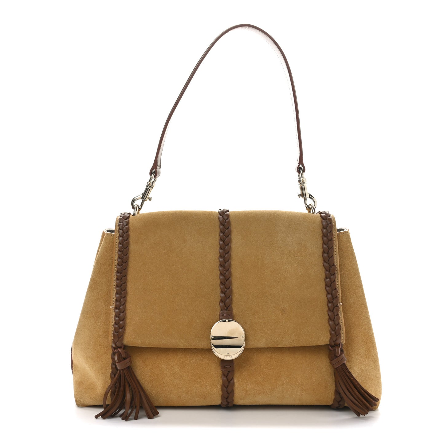 Suede Calfskin Medium Penelope Shoulder Bag Safari Gold