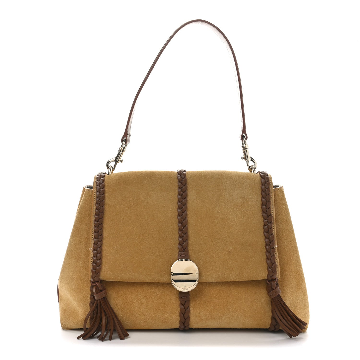 Chloe Suede Calfskin Medium Penelope Shoulder Bag Safari Gold 1 of 10
