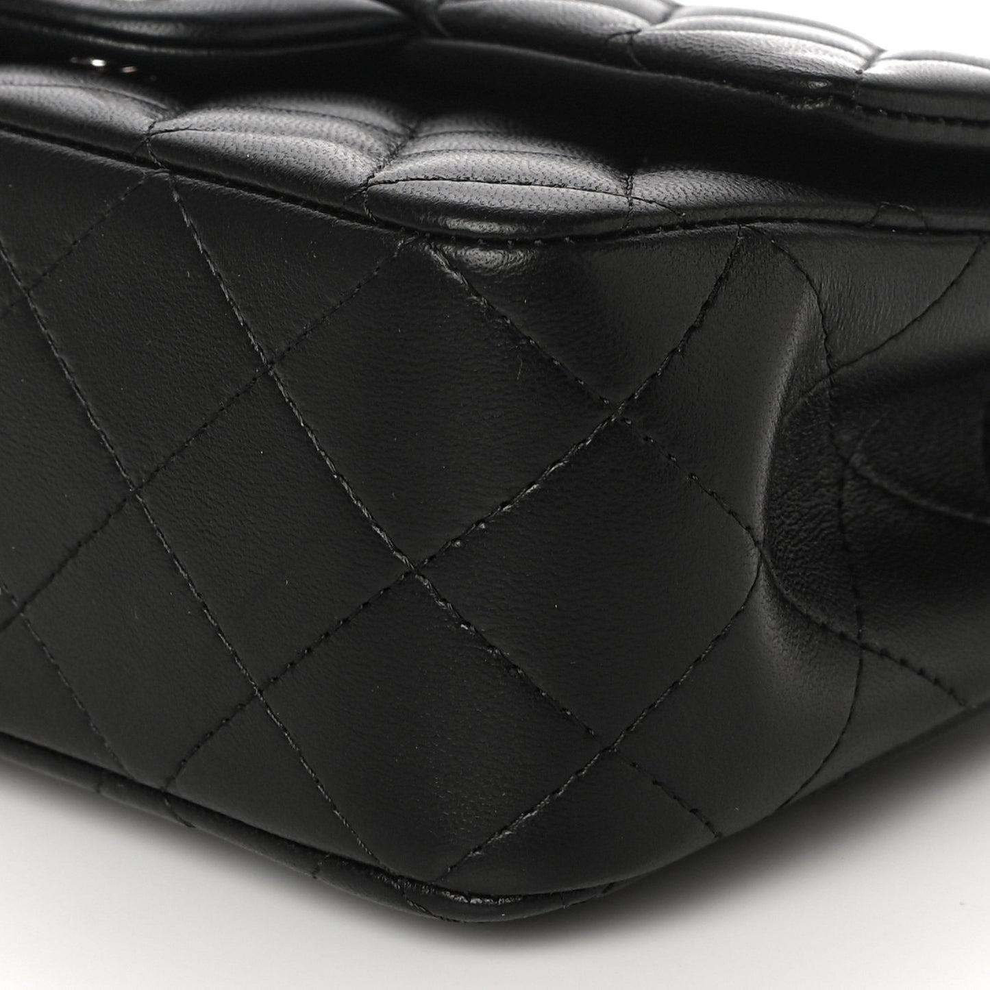 Lambskin Quilted Mini Top Handle Rectangular Flap Black