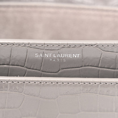 Saint Laurent Calfskin Crocodile Embossed Medium Monogram Sunset Fog 6 of 14