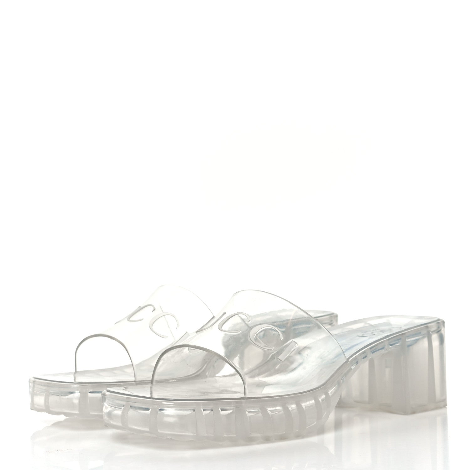 Gucci Rubber Gucci Logo Womens Platform 20/60mm Slide Sandals 39.5 Transparent 3 of 7