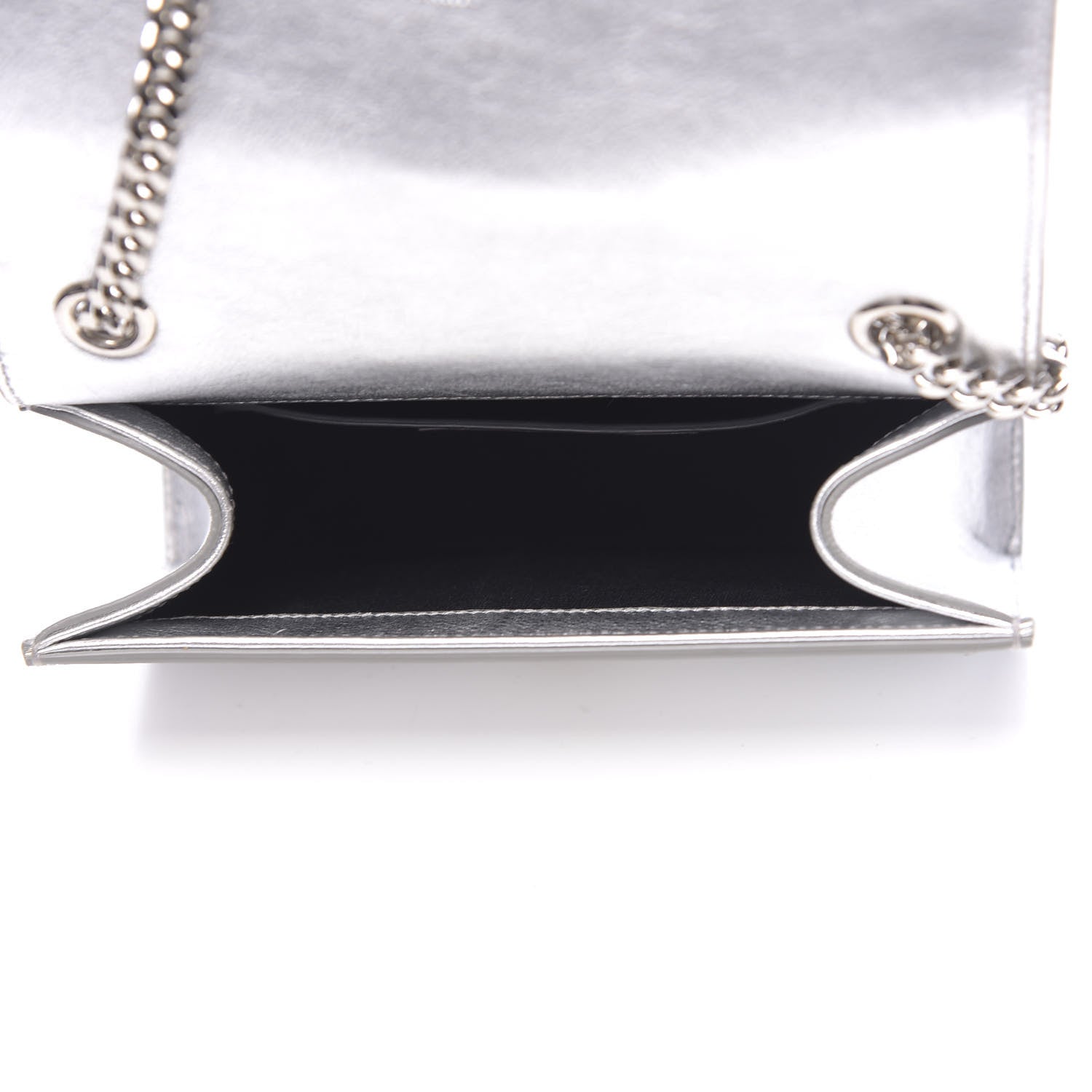 Saint Laurent Metallic Calfskin Small Classic Monogram Kate Tassel Satchel Silver 5 of 11