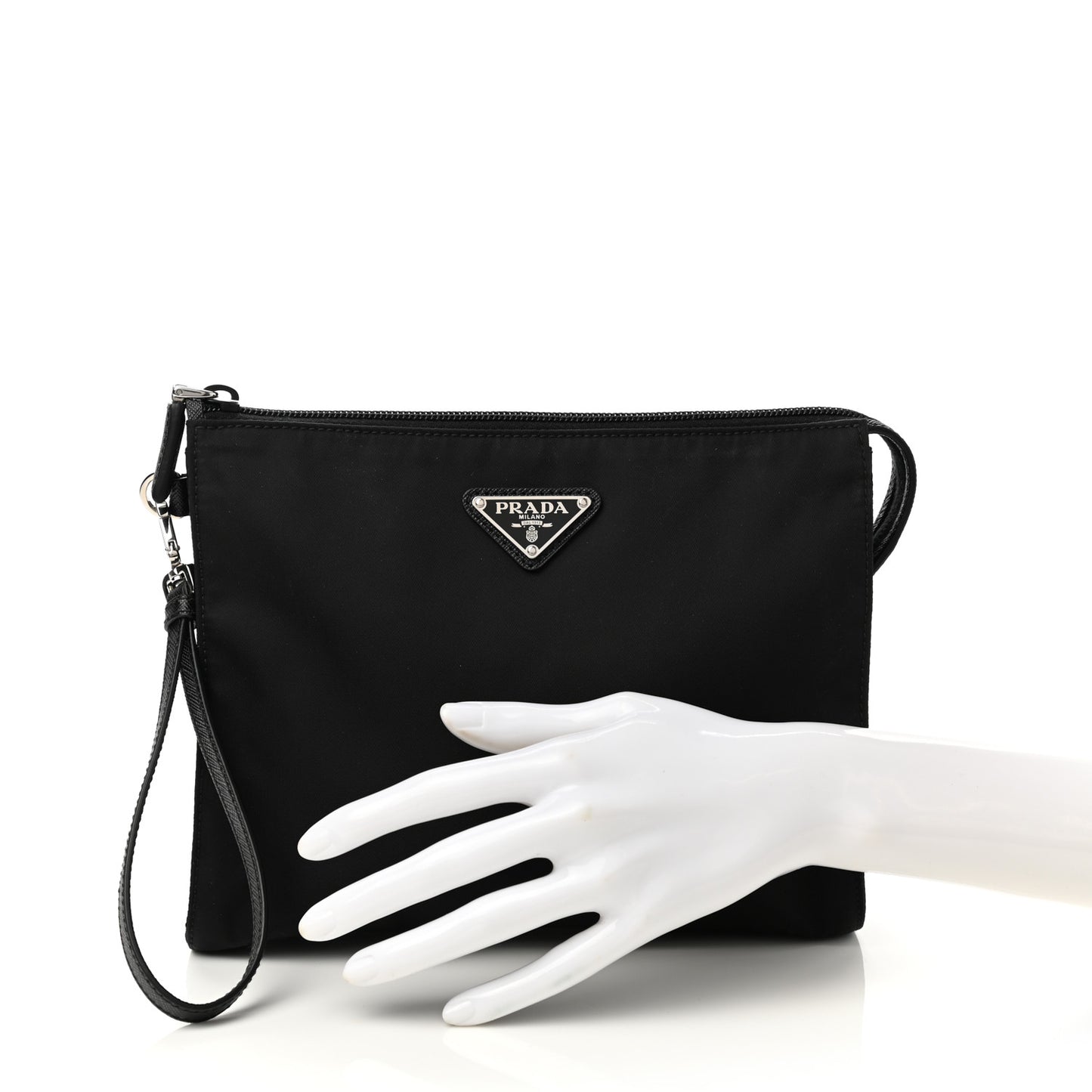 Tessuto Nylon Saffiano Wristlet Black