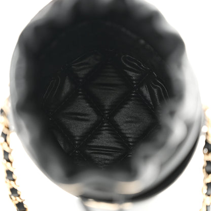 Chanel Lambskin Quilted Mini Bucket Bag With Chain Black 5 of 11