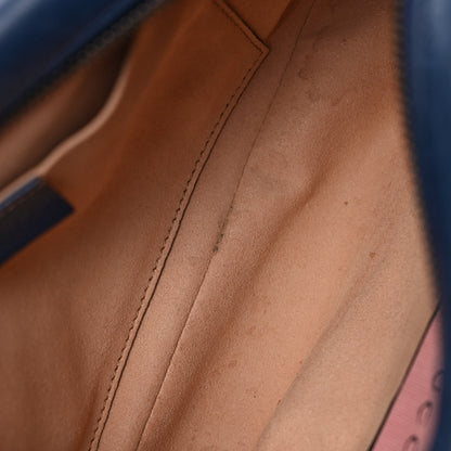 Gucci Calfskin Matelasse GucciGhost Small GG Marmont Chain Shoulder Bag Blue Agata Hibiscus Red 13 of 13