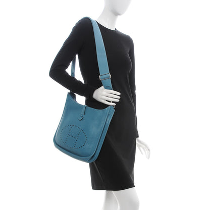 Hermes Taurillon Clemence Evelyne III PM Blue Jean 2 of 13