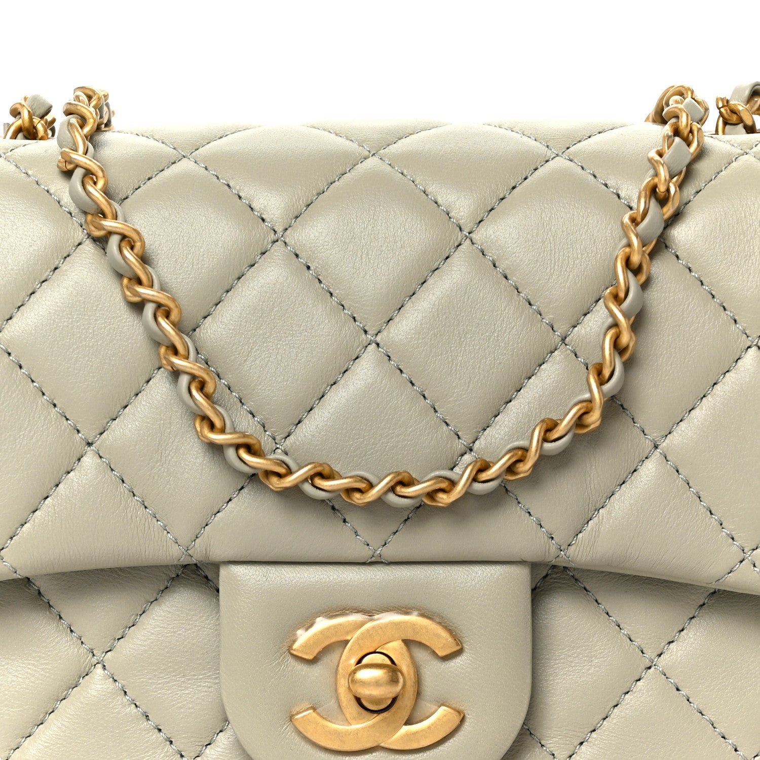 Chanel Lambskin Quilted Mini Pearl Crush Flap Light Grey 1902996