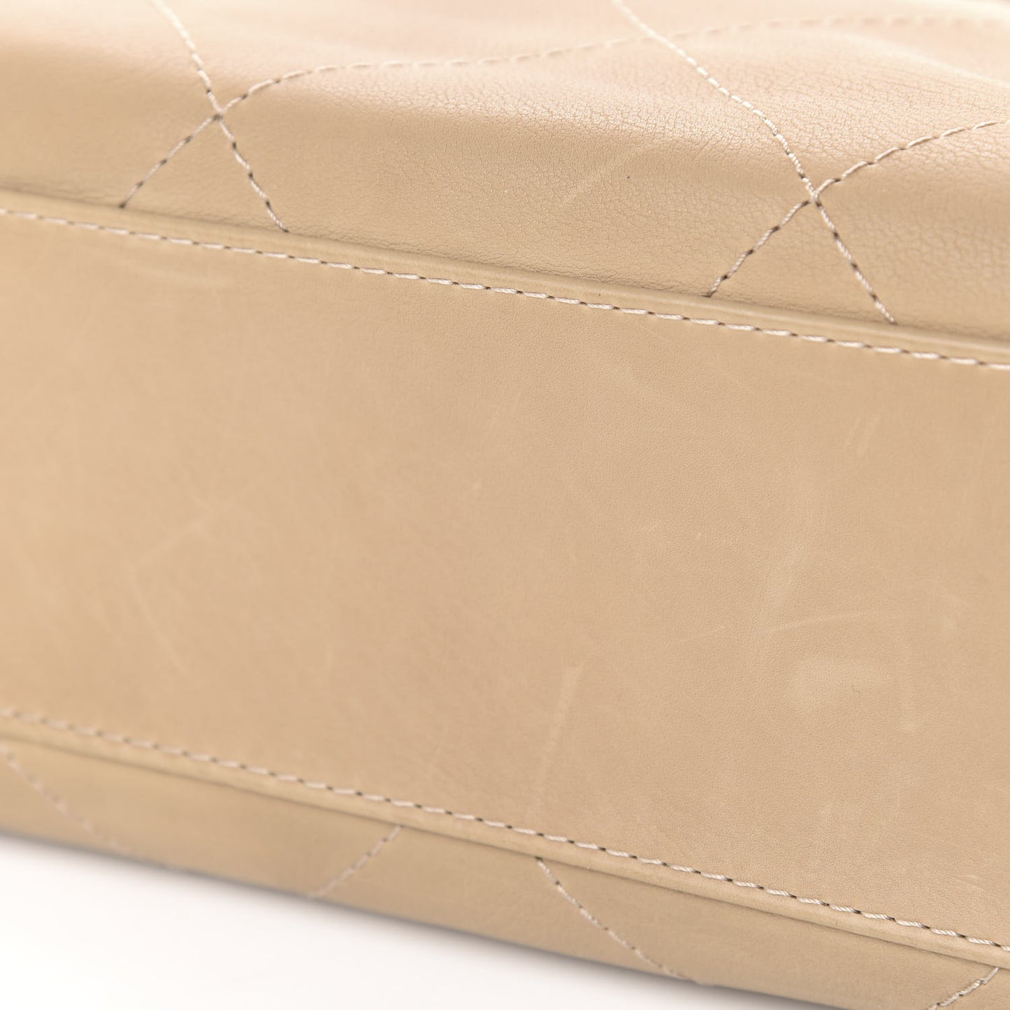 Washed Calfskin Quilted Large Hamptons Flap Bag Dark Beige