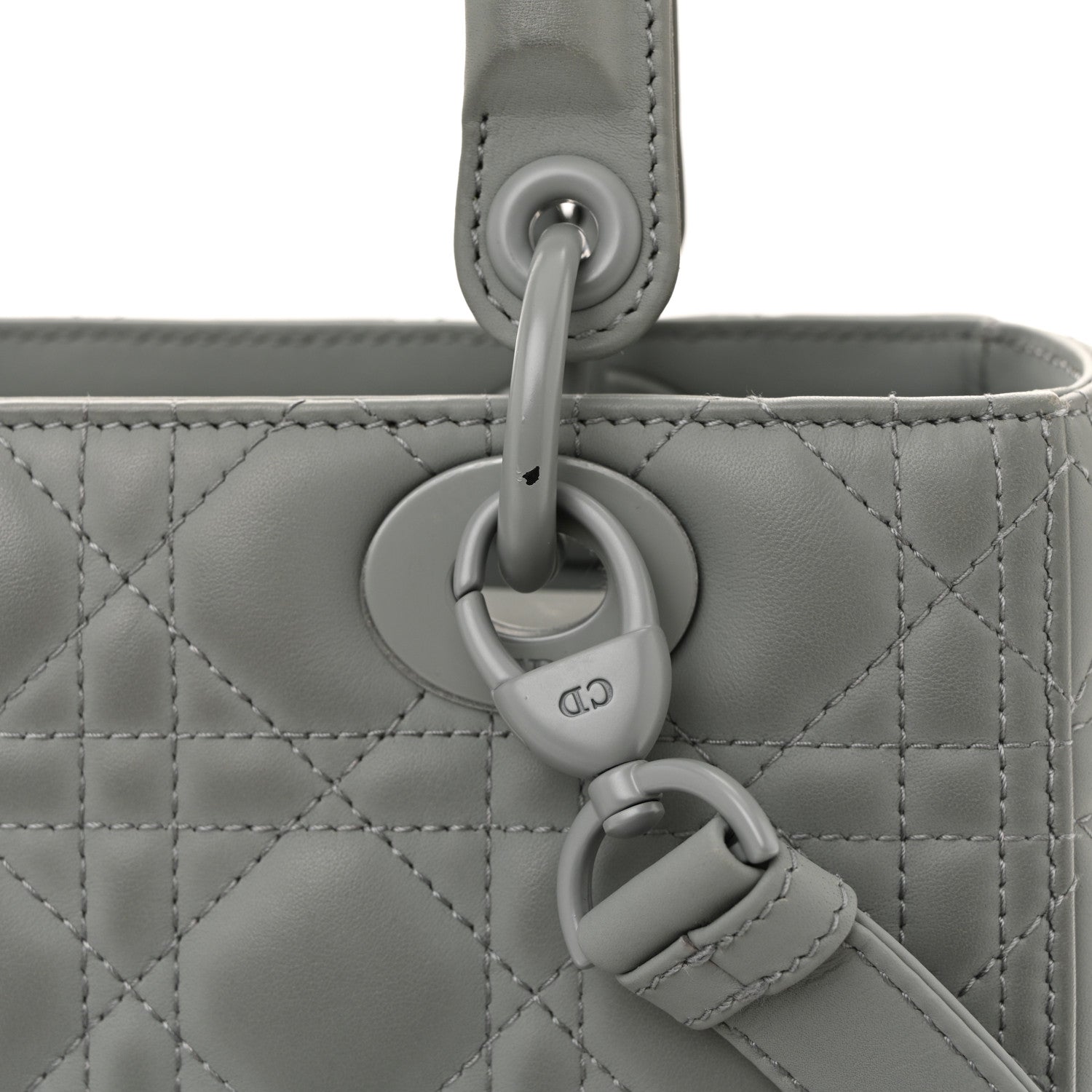 Christian Dior Ultra Matte Calfskin Cannage Medium Lady Dior Grey