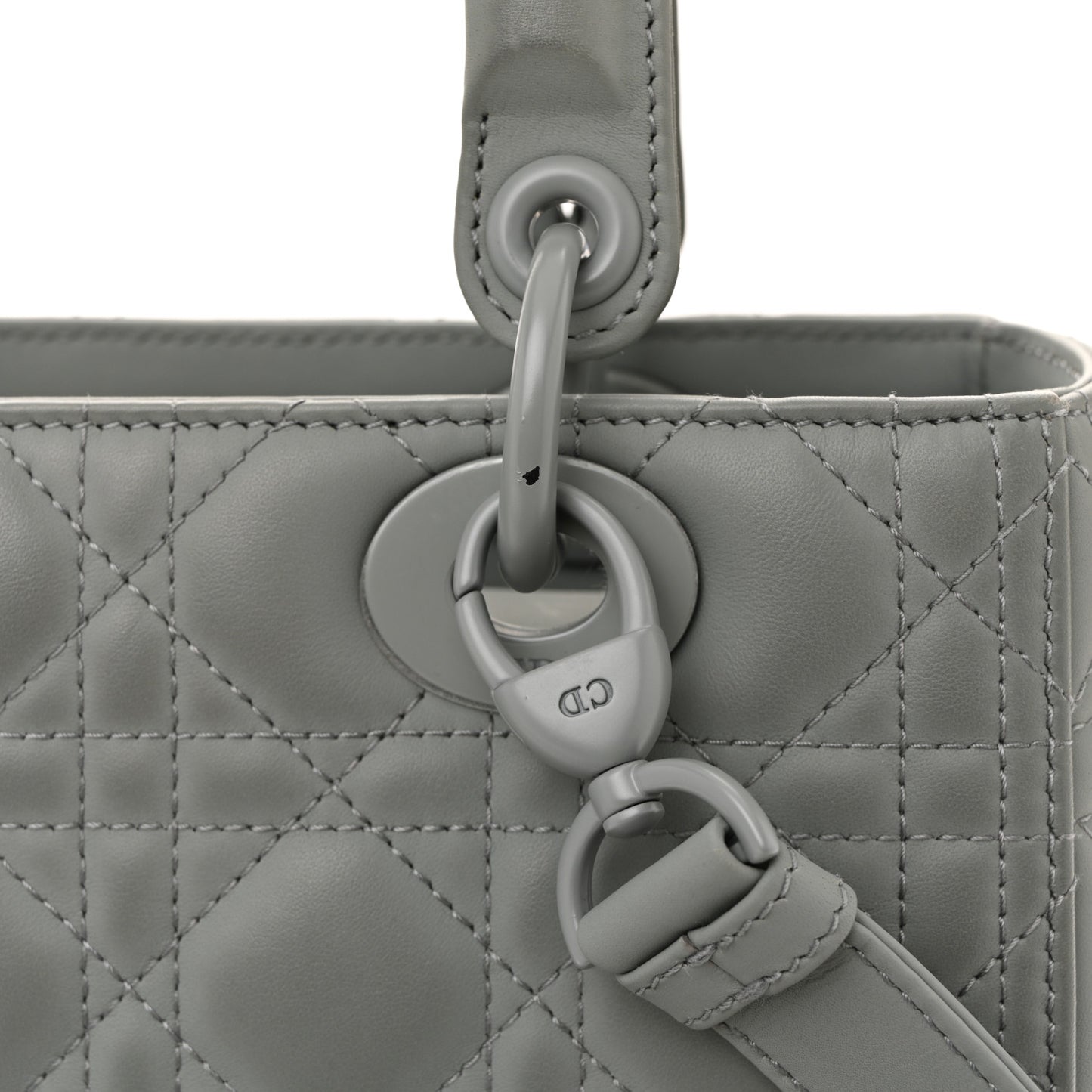 Ultra Matte Calfskin Cannage Medium Lady Dior Grey Stone