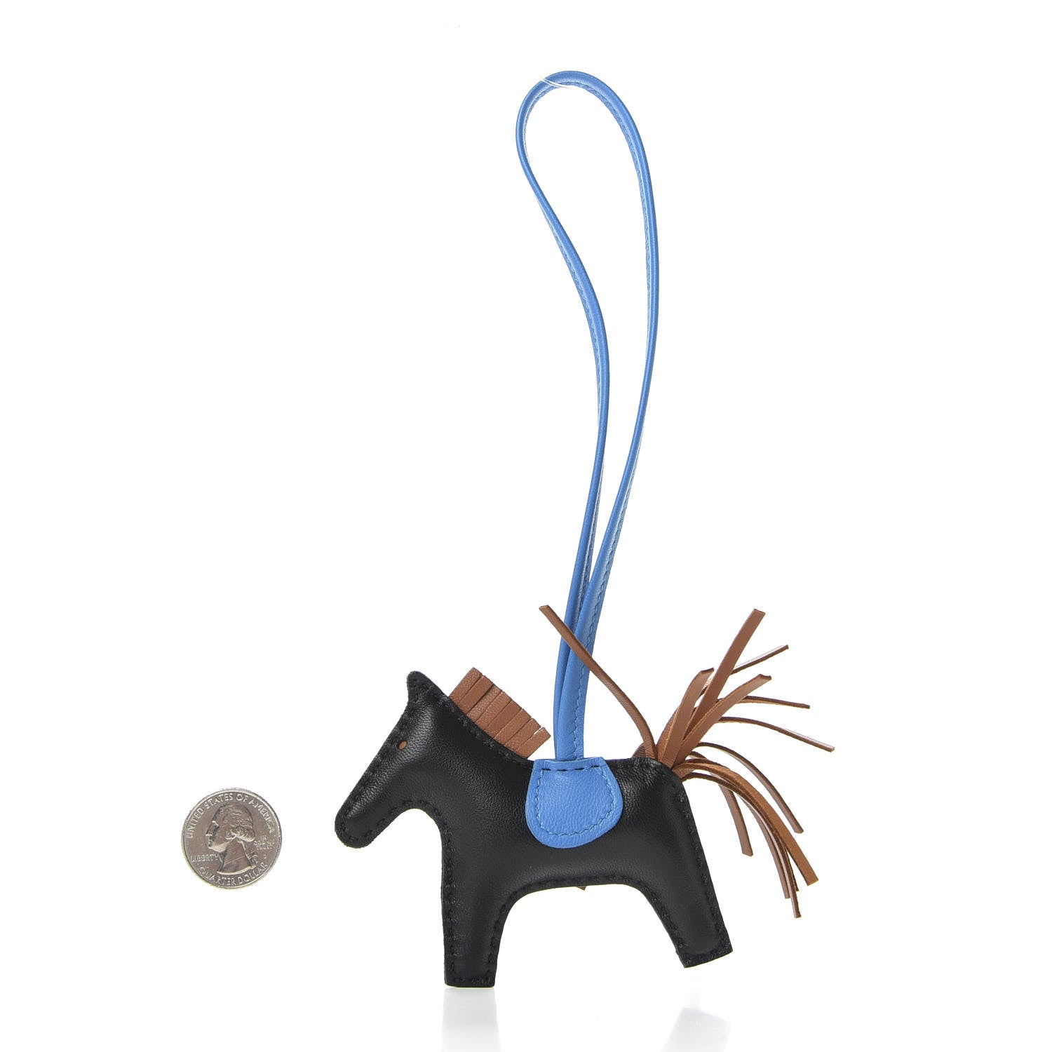 Hermes Milo Lambskin Grigri Rodeo Horse Bag Charm PM Black Gold Bleu Zanzibar 2 of 5