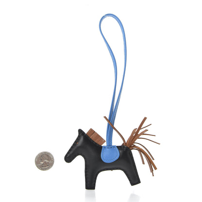 Hermes Milo Lambskin Grigri Rodeo Horse Bag Charm PM Black Gold Bleu Zanzibar 2 of 5