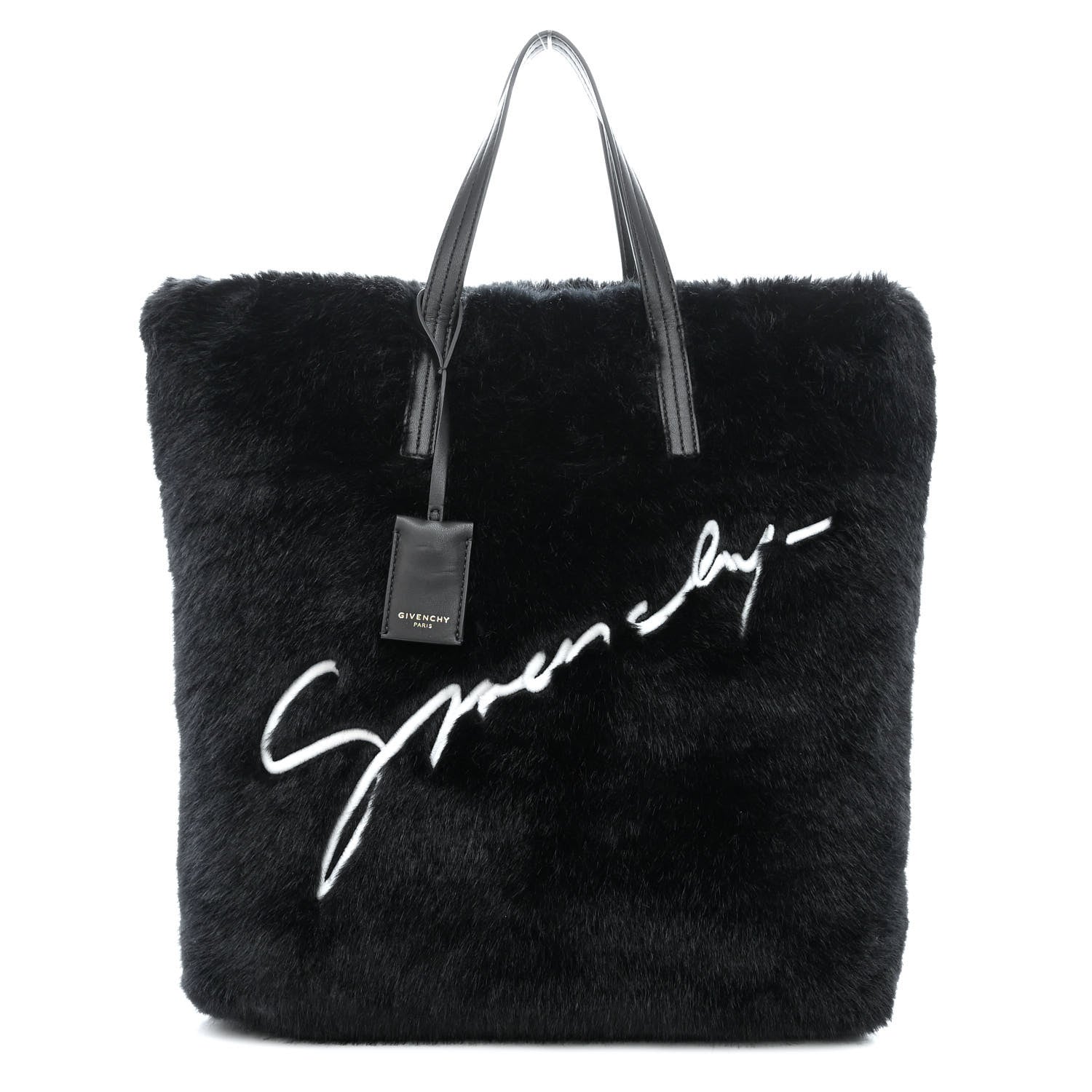 Givenchy Faux Fur Duo Shopper Tote Black White 1 of 10