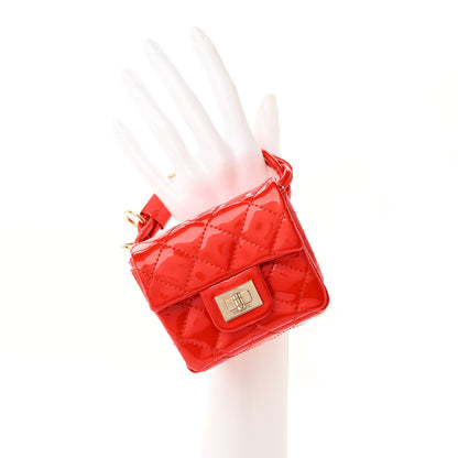 Chanel Patent Quilted 2.55 Ankle Wrist Bag Red 2 of 7