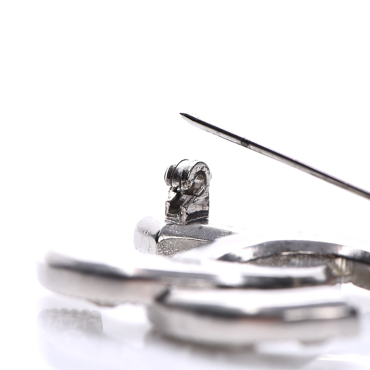 Chanel Crystal CC Mini Brooch Silver 4 of 5