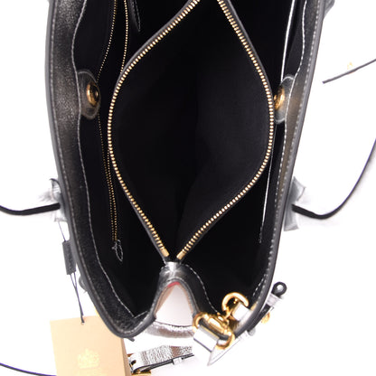 Burberry Metallic Grainy Calfskin House Check Medium Banner Tote Silver 5 of 8