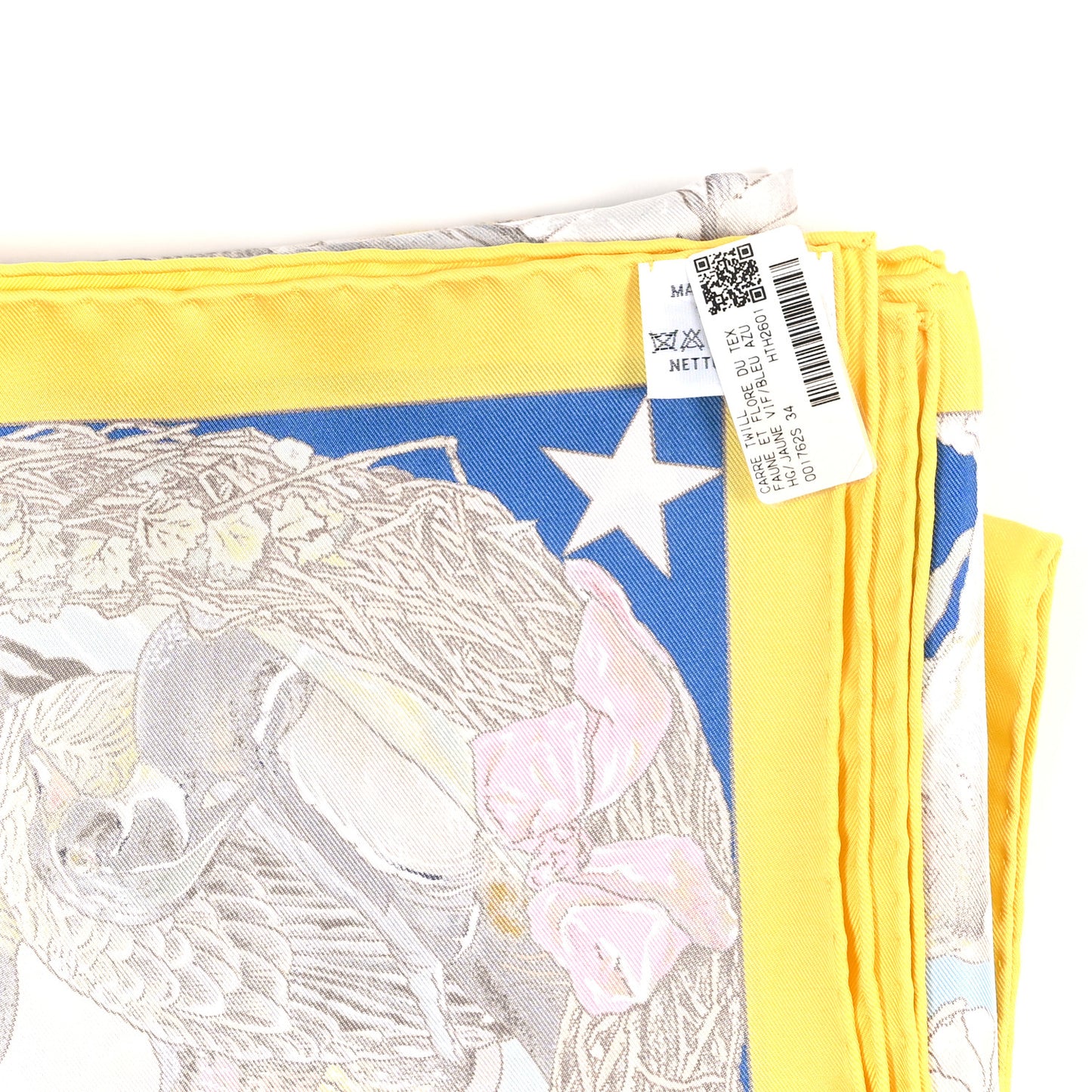 Silk Faune Et Flore Du Texas Scarf 90 Jaune Vif Bleu Azur Multicolor