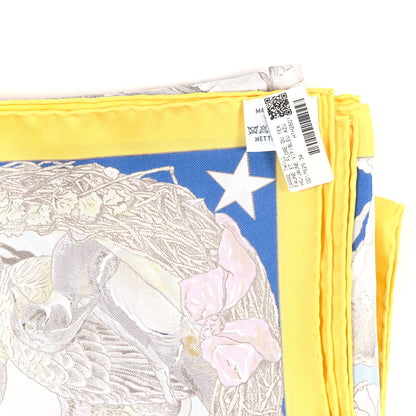 Hermes Silk Faune Et Flore Du Texas Scarf 90 Jaune Vif Bleu Azur Multicolor 3 of 3