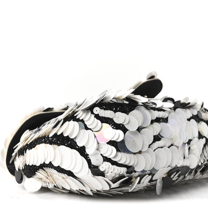 Gucci Satin Sequin Beaded Zebra Small GG Marmont Shoulder Bag Black White 9 of 10