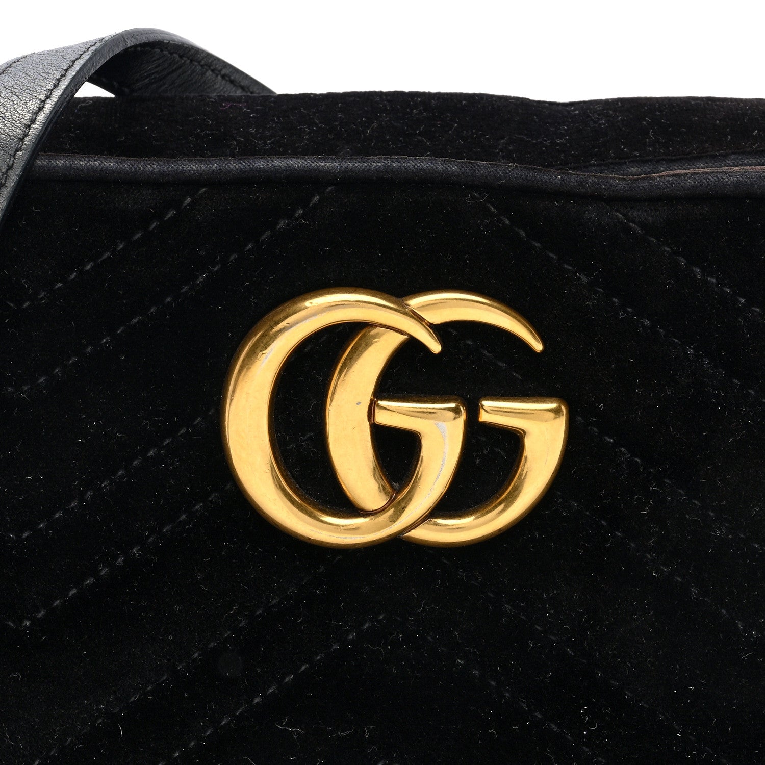Gucci Velvet Matelasse Small GG Marmont Chain Shoulder Bag Black 8 of 10
