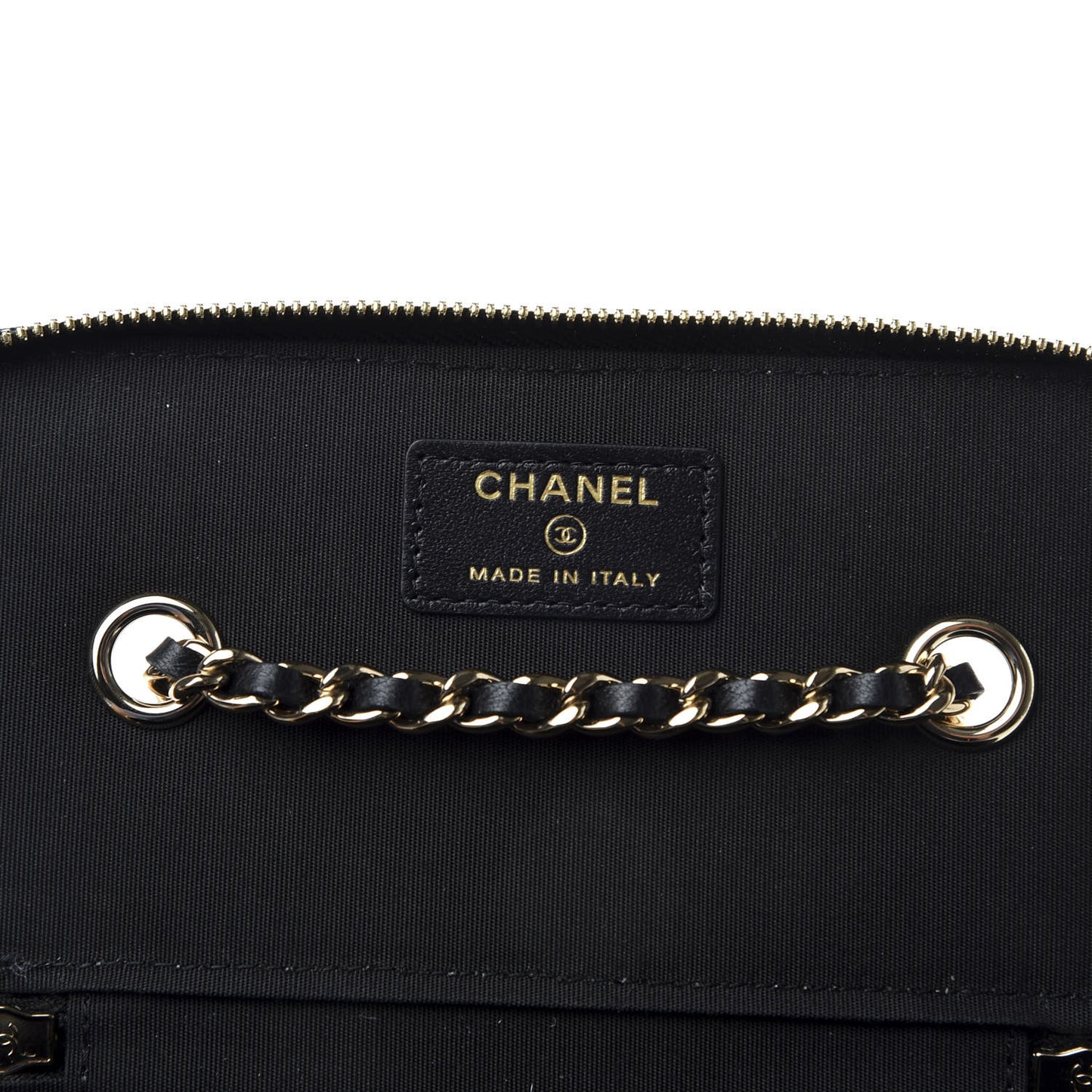 Raffia Jute Striped Small Vanity Case With Chain Black Beige