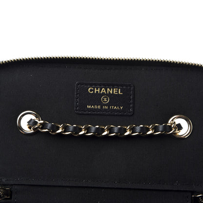Chanel Raffia Jute Striped Small Vanity Case With Chain Black Beige 6 of 11