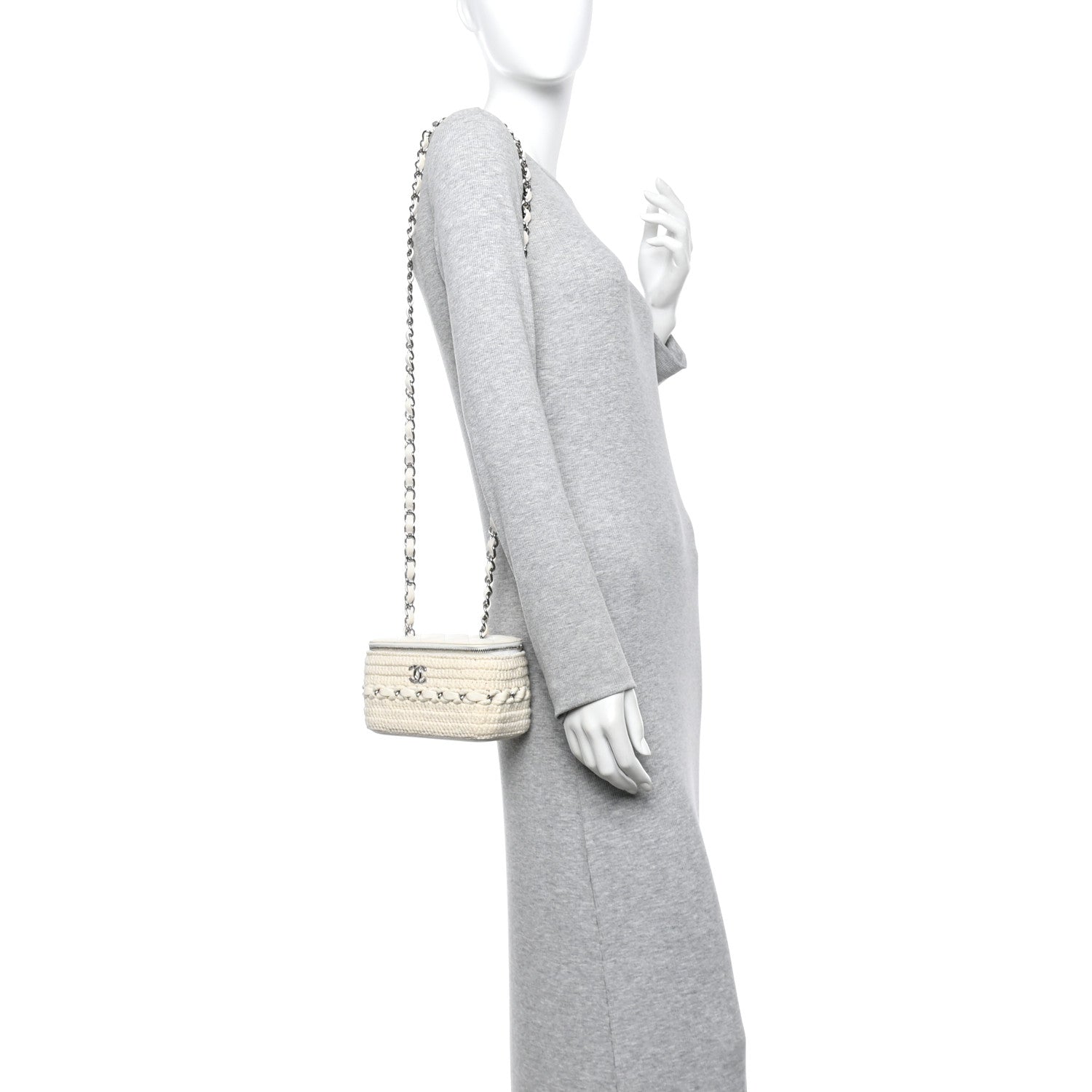 Chanel Lambskin Crochet Quilted Small Vanity Case With Chain White 2 of 13