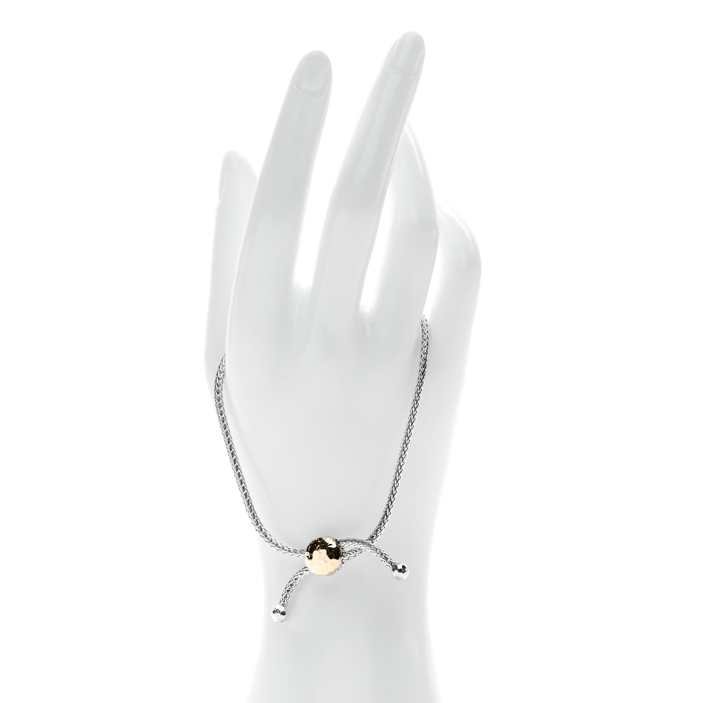 Sterling Silver 18K Yellow Gold Hammered Station Slide Bracelet