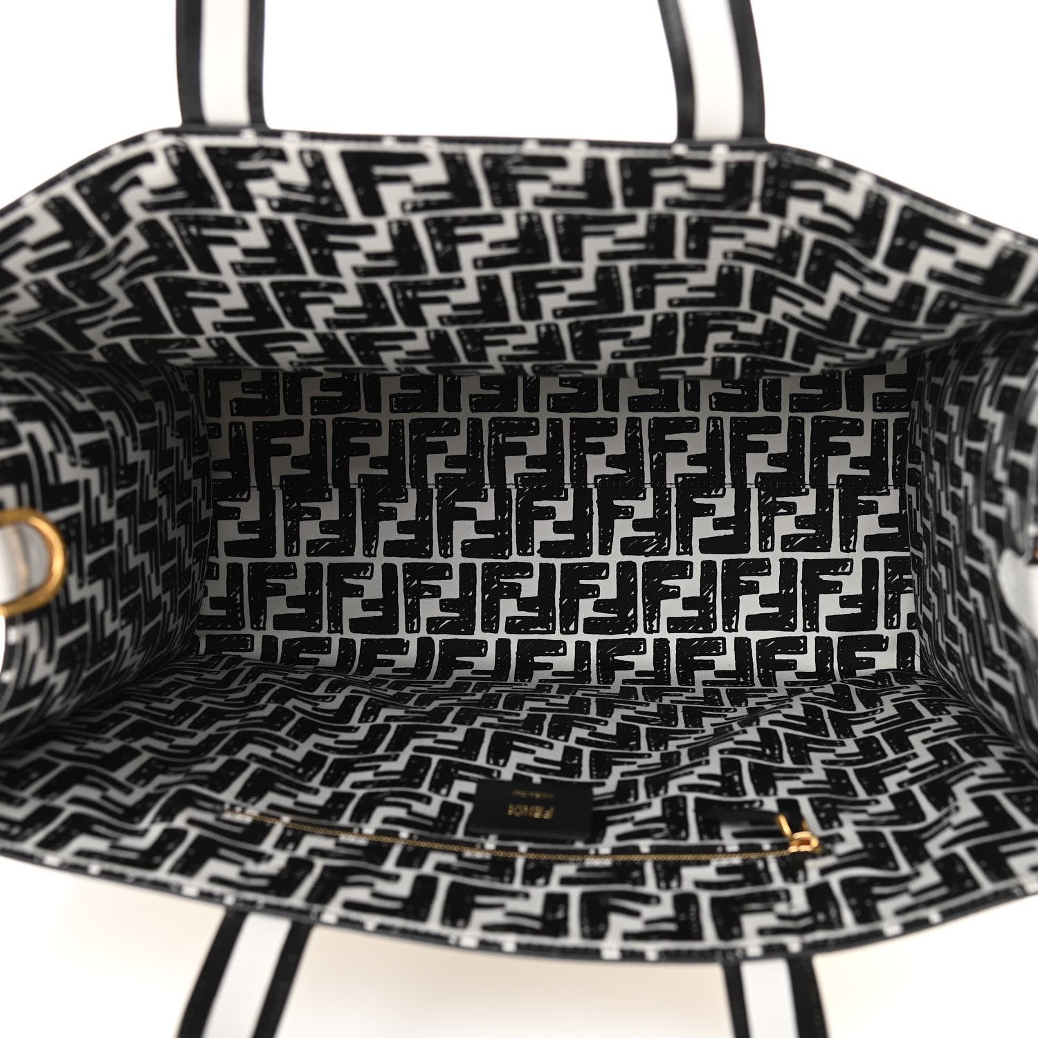 Fendi X JOSHUA VIDES Coated Canvas Stamp Patch Shopping Tote White Black 5 of 10