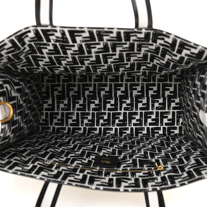 Fendi X JOSHUA VIDES Coated Canvas Stamp Patch Shopping Tote White Black 5 of 10