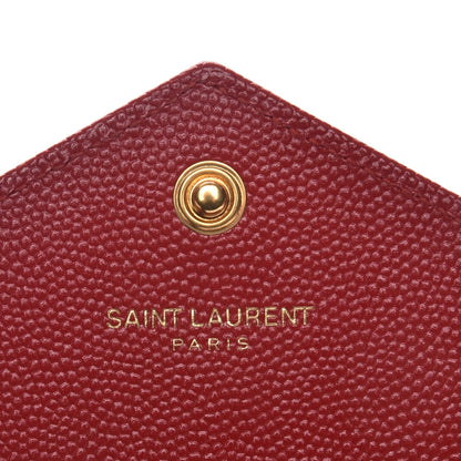 Saint Laurent Grain De Poudre Matelasse Chevron Monogram Envelope Chain Wallet New Red 6 of 9