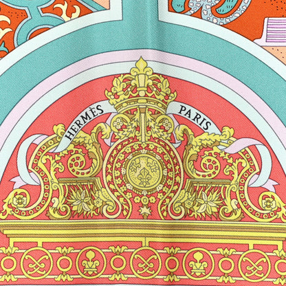 Hermes Silk Flanerie A Versailles Scarf 90 Rose Pale Vert Jaune 2 of 7
