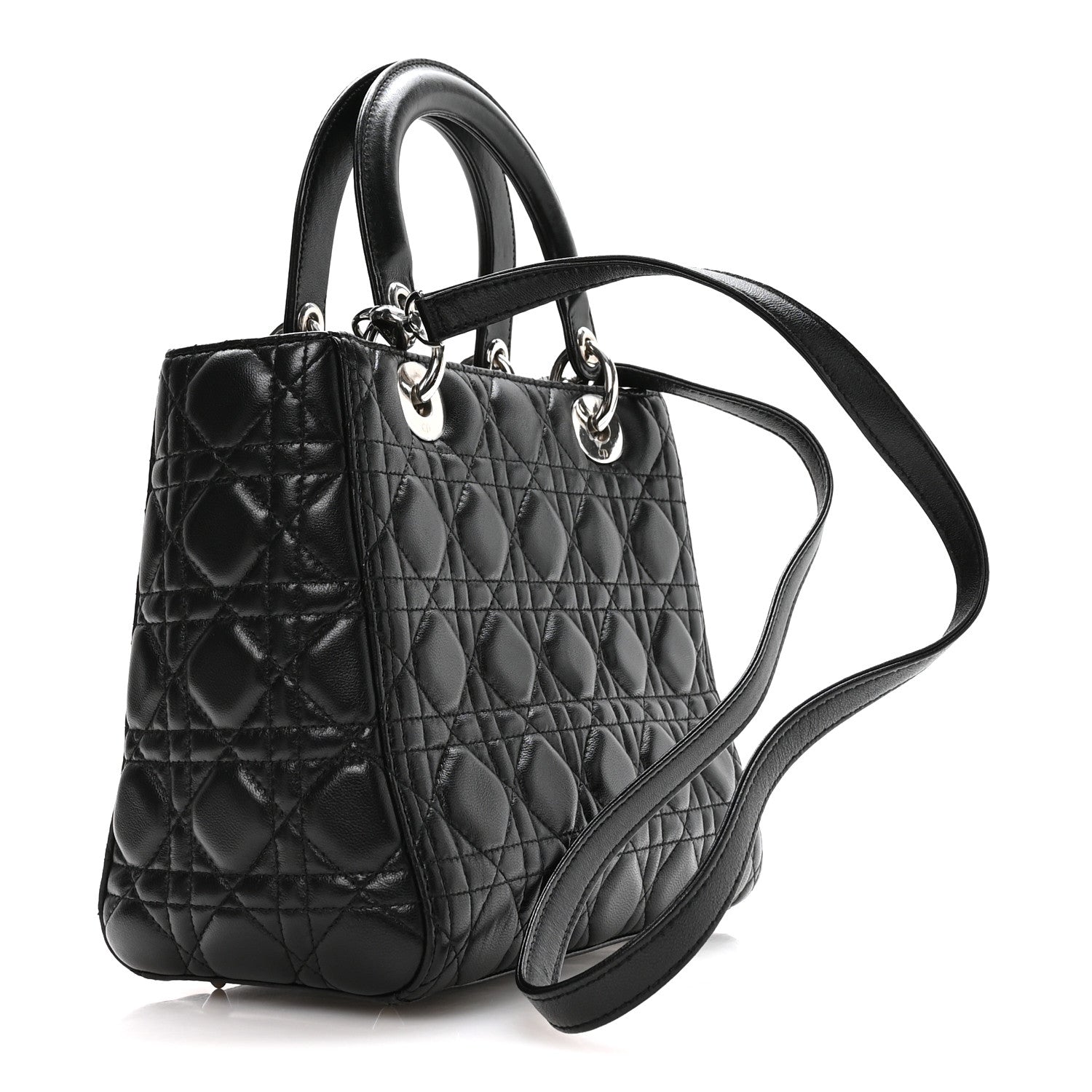 Christian Dior Lambskin Cannage Medium Lady Dior Black 3 of 10