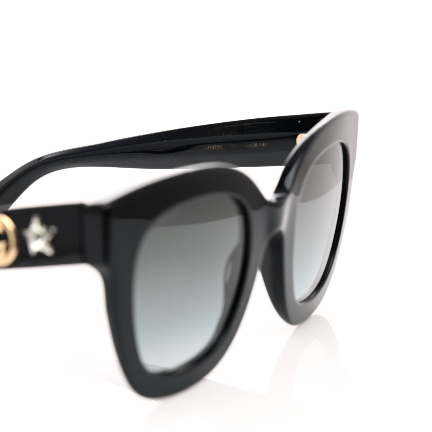Gucci Acetate Crystal Star Round Frame Sunglasses GG0208S Black 6 of 7