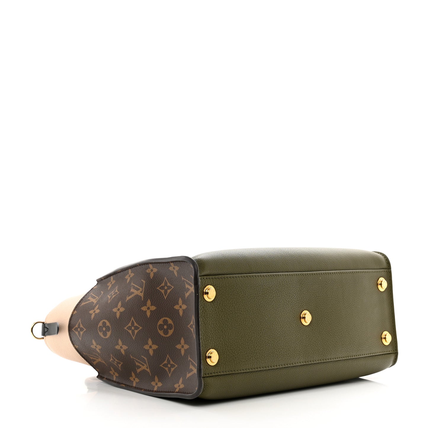 Calfskin Monogram On My Side MM Laurier Green Toffee Latte Beige