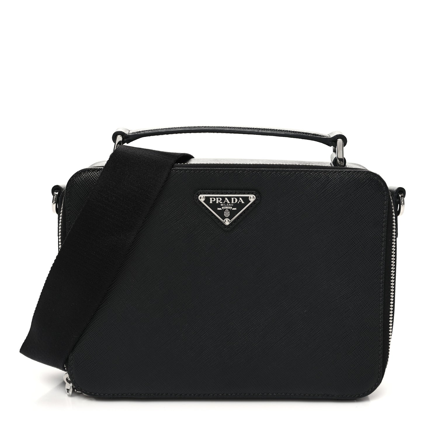 Saffiano Travel Medium Brique Crossbody Bag Black
