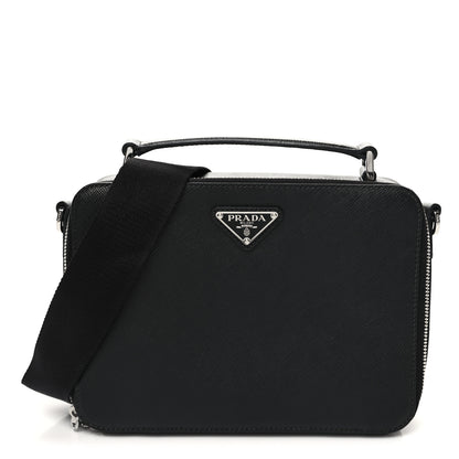 Prada Saffiano Travel Medium Brique Crossbody Bag Black 1 of 9