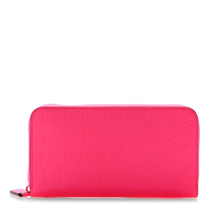 Gucci Calfskin GG Rubber Effect Zip Around Wallet Pink 1 of 11