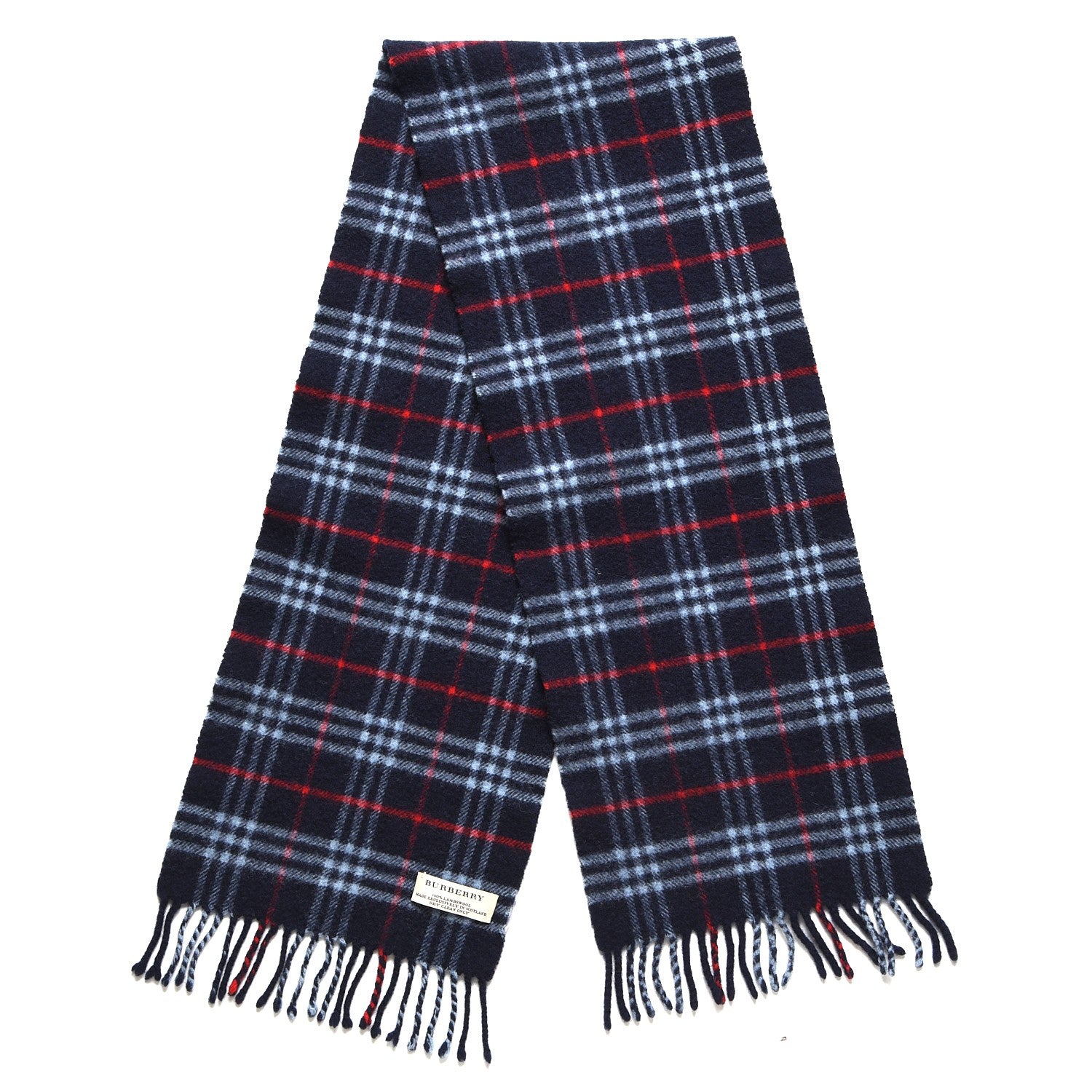 Burberry Wool Nova Check Fringe Scarf Blue 1 of 4