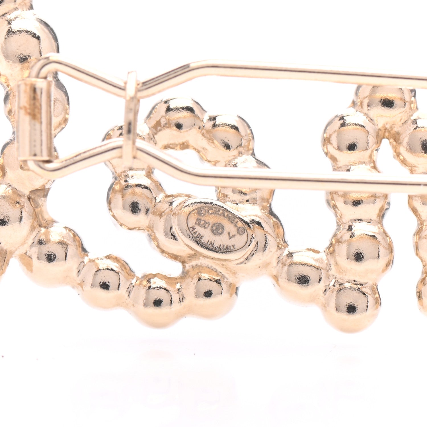 Chanel Metal Glass Swirling Pearls Hair Clip Gold 3 of 4