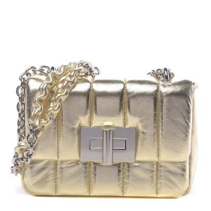 Tom Ford Metallic Soft Lambskin Quilted Small Natalia Chain Shoulder Bag Gold 1 of 11