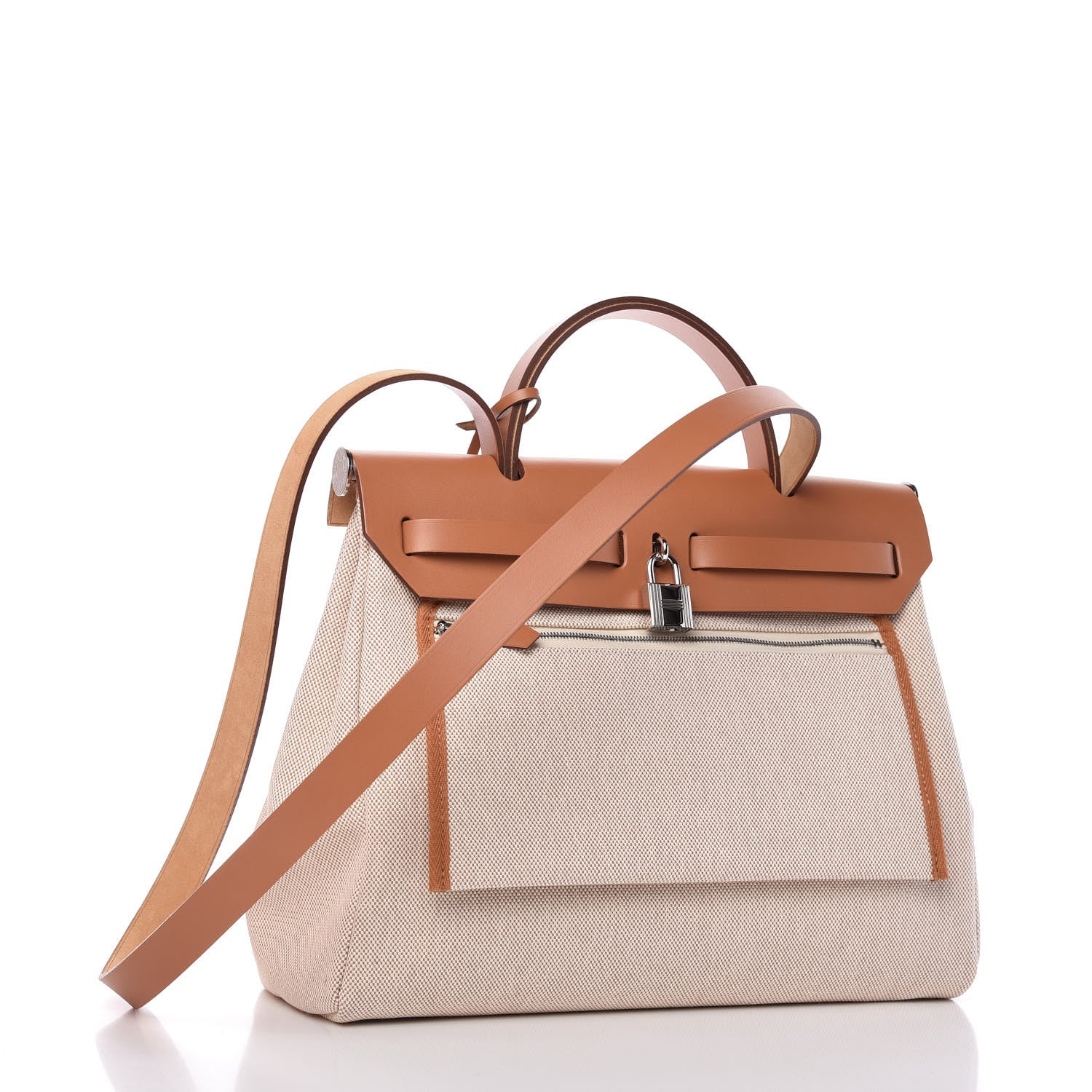 Hermes Vache Hunter Toile Pegase Pop Herbag Zip Retourne 31 PM Capucine Ecru 3 of 10